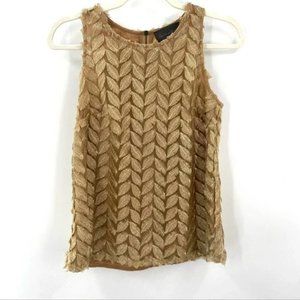 Anthropologie Sunday in Brooklyn Gold Leaf Top